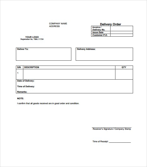 delivery order template download
