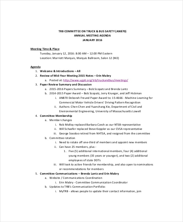 data safety meeting agenda template