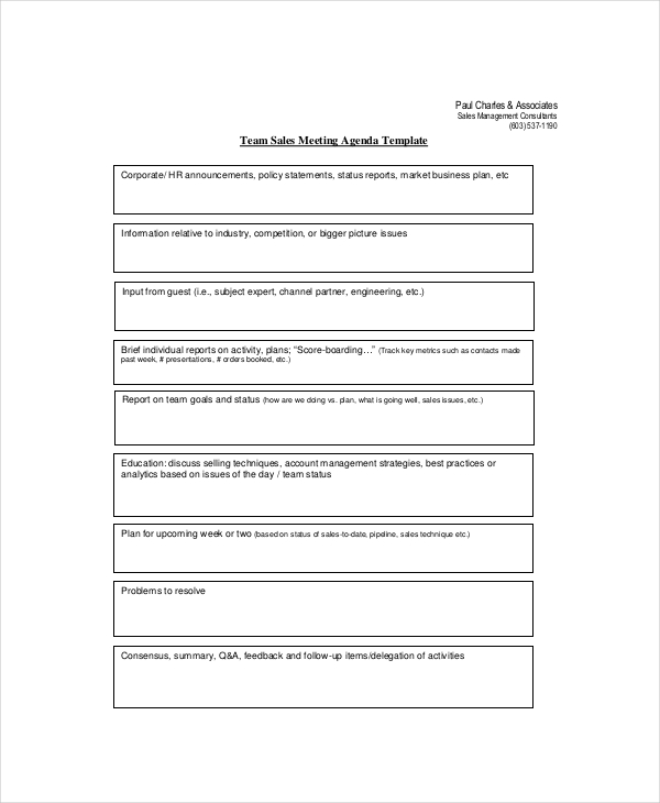 team sales meeting agenda template