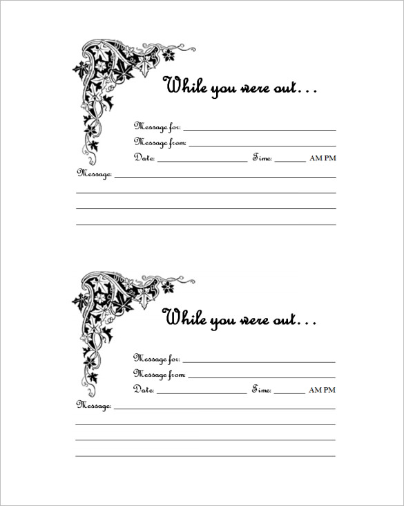 while you were out phone message template