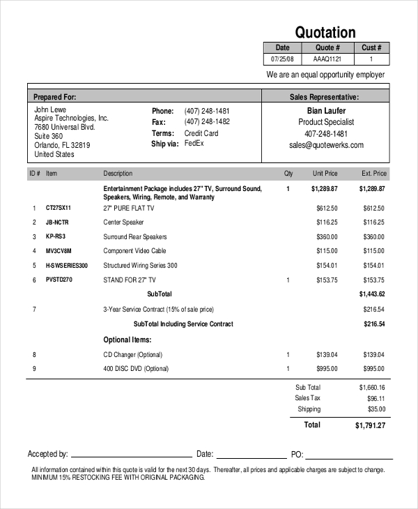 16+ Quotation Format Templates Free PDF, Excel, Word Samples