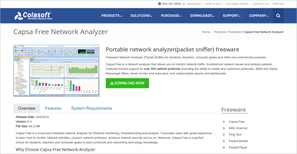 capsa free network analyzer tool