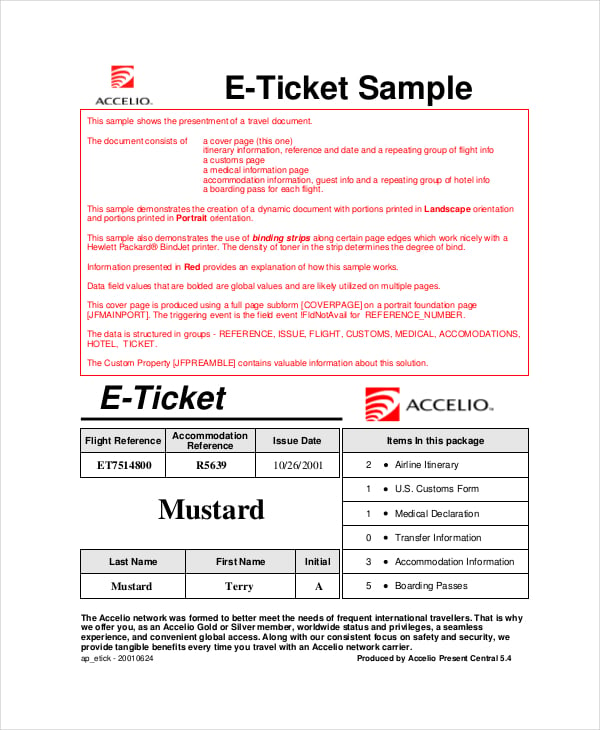 e-ticket-itinerary-template