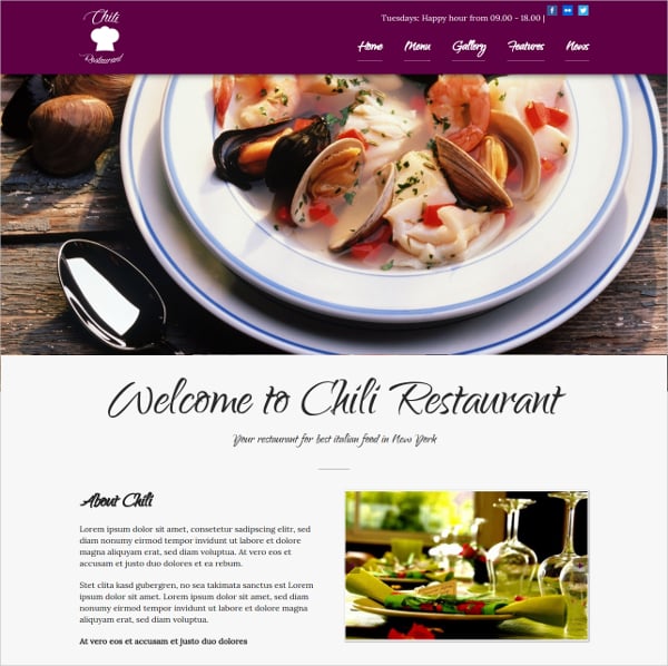 chili wordpress restaurant website theme