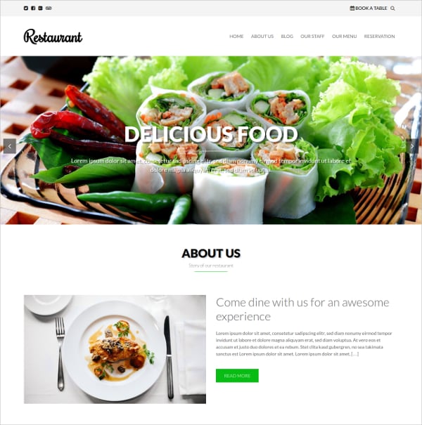 free delicious food wordpress website theme