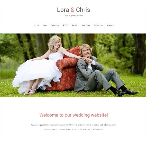 free modern wedding website theme