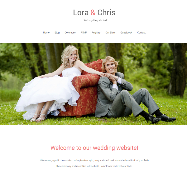 free modern wedding website theme