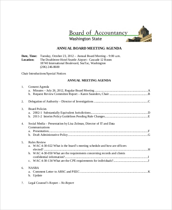 sample client annual board meeting agenda