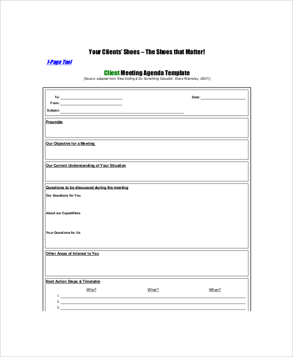 financial advisor client meeting agenda template