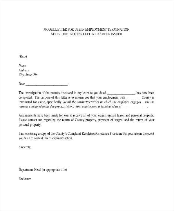 Termination Letter – 15+ Free Word, PDF Documents Download