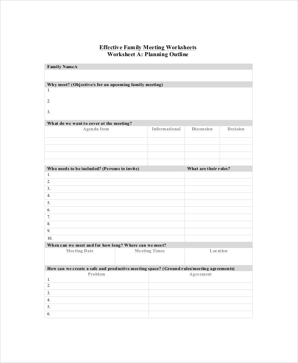 effective meeting agenda template for family sample