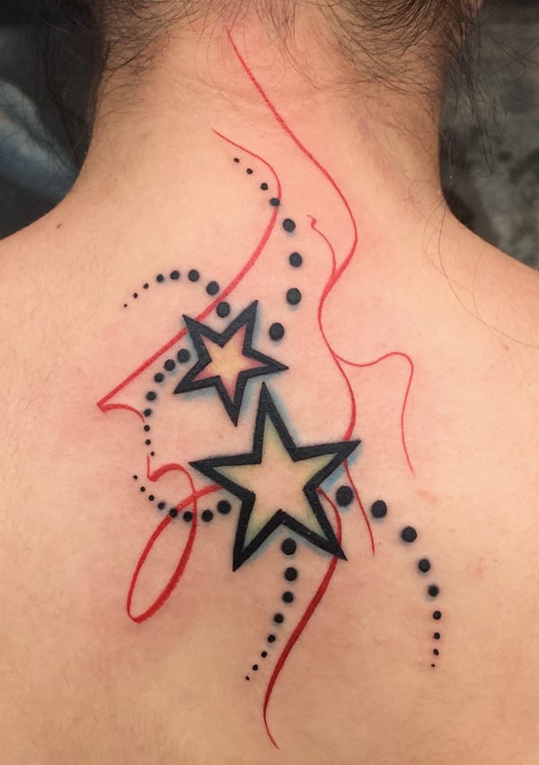 flawless stars tattoo design on back neck