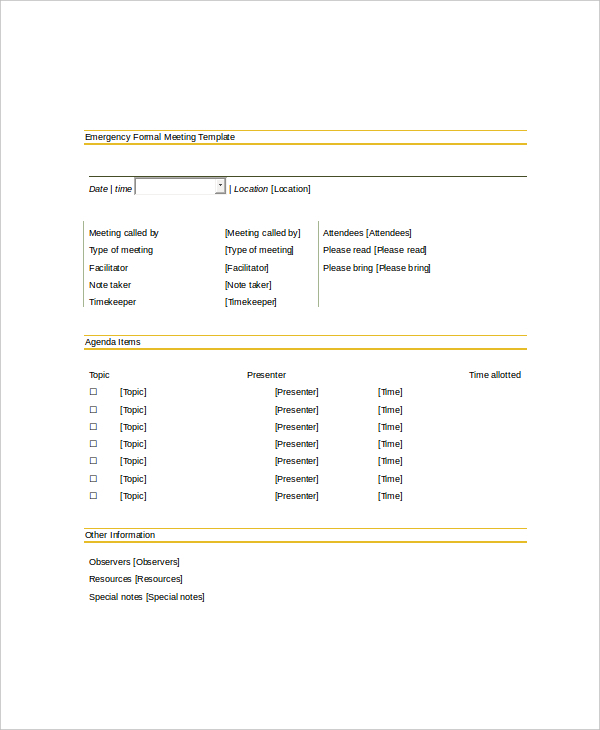 9+ Formal Meeting Agenda Templates - PDF, DOC | Free & Premium Templates