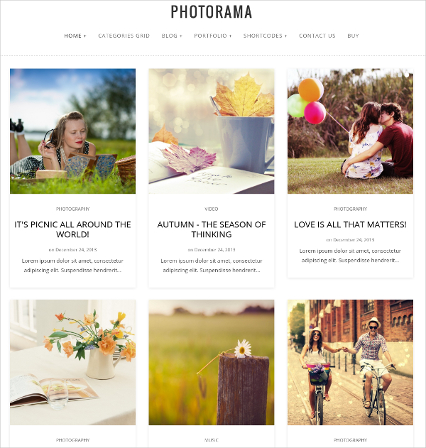 photography wordpress blog website theme