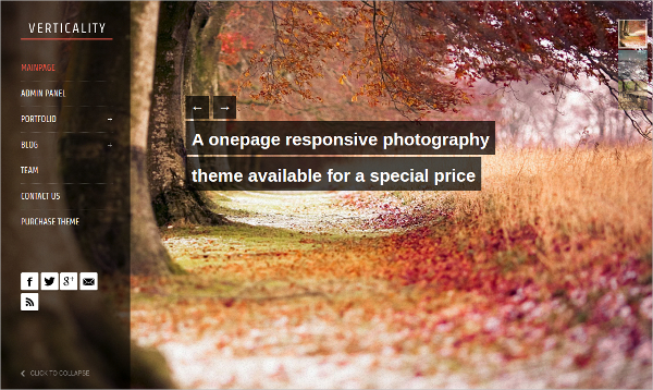 one page photography website theme