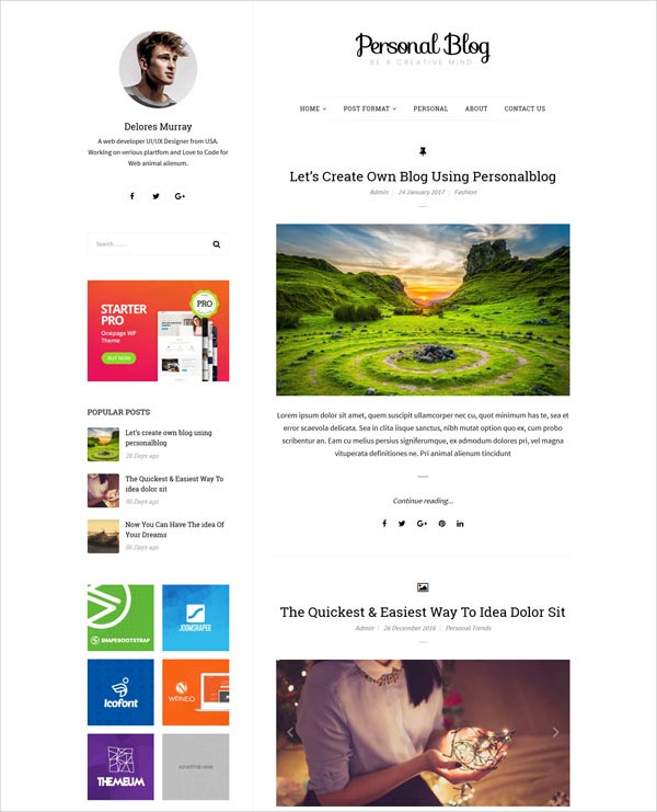 free wordpress blog html5 theme
