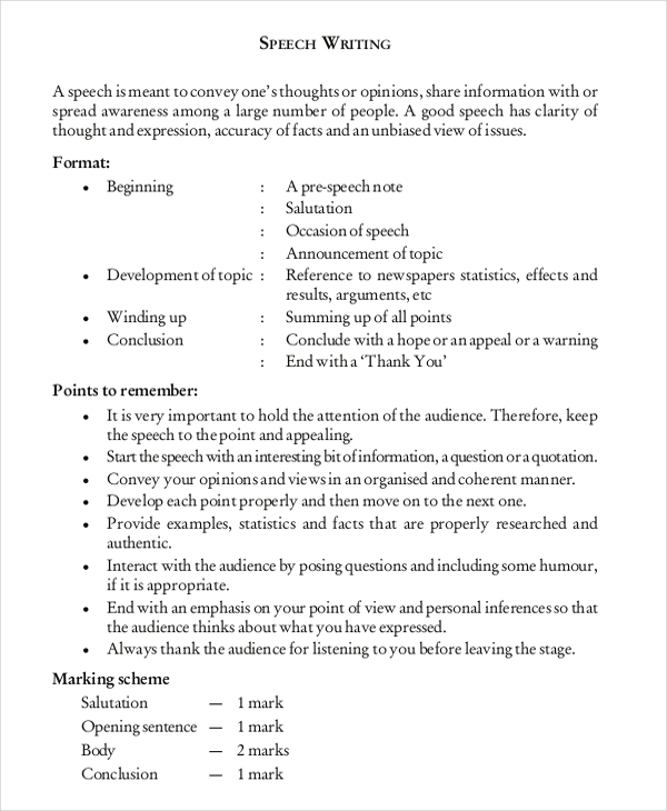 speech writing template