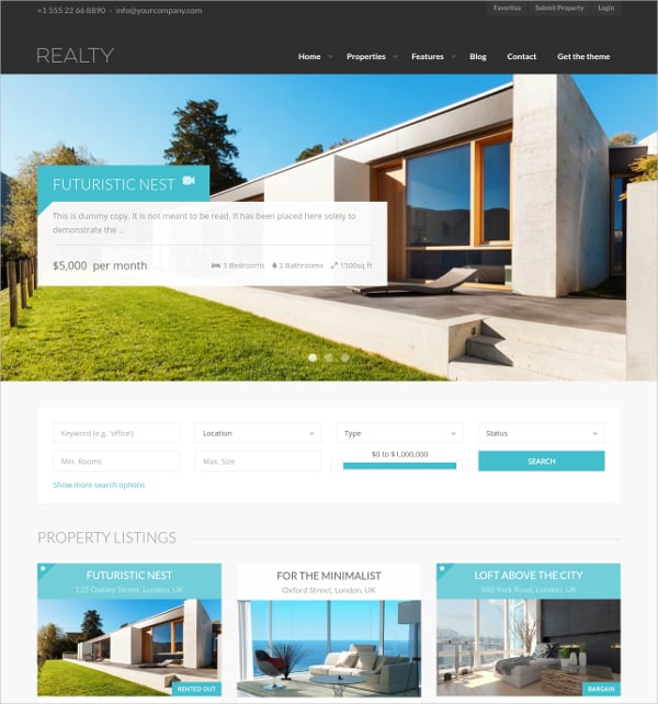 premium real estate wordpress website theme