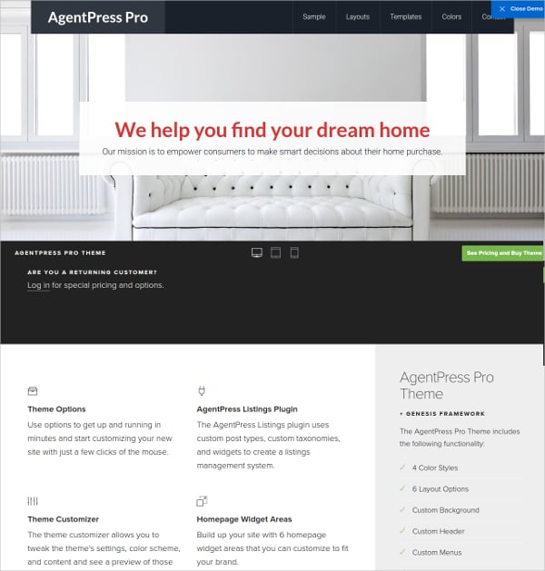 professional real estate website template
