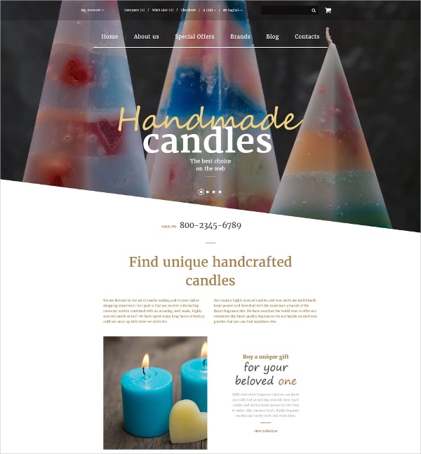 handmade candles ecommerce opencart website template 89