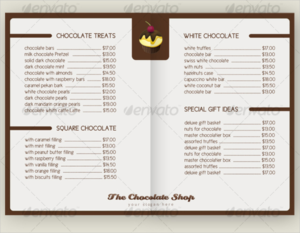 chocolate menu brochure template