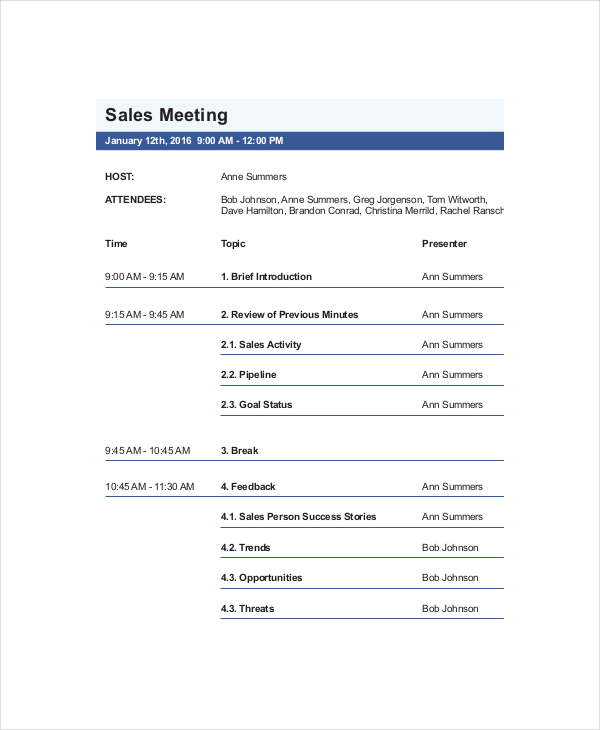 marketing meeting agenda template