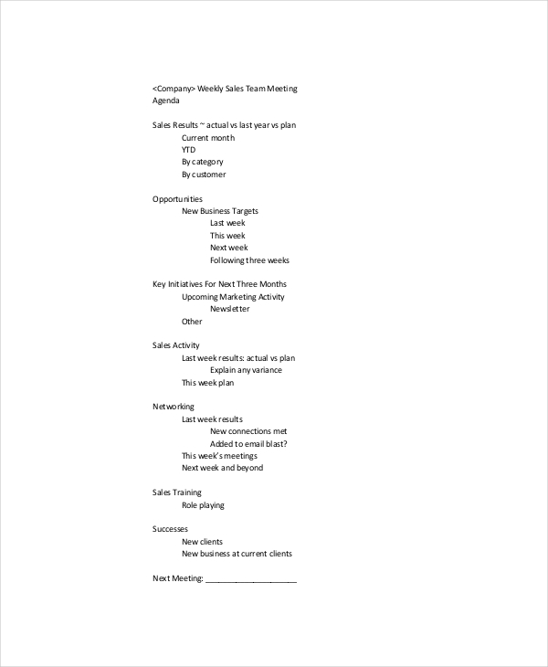 12+ Sales Meeting Agenda Templates – Free Sample, Example Format Download