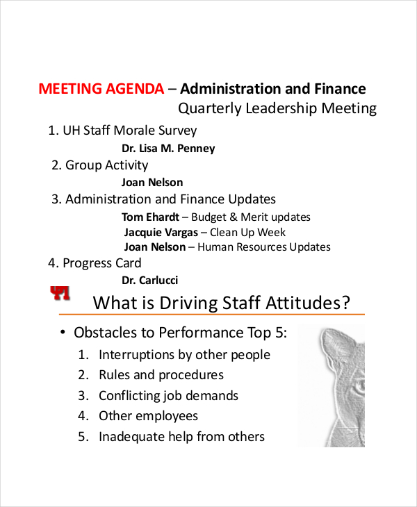 9+ Staff Meeting Agenda Templates – Free Sample, Example Format Download