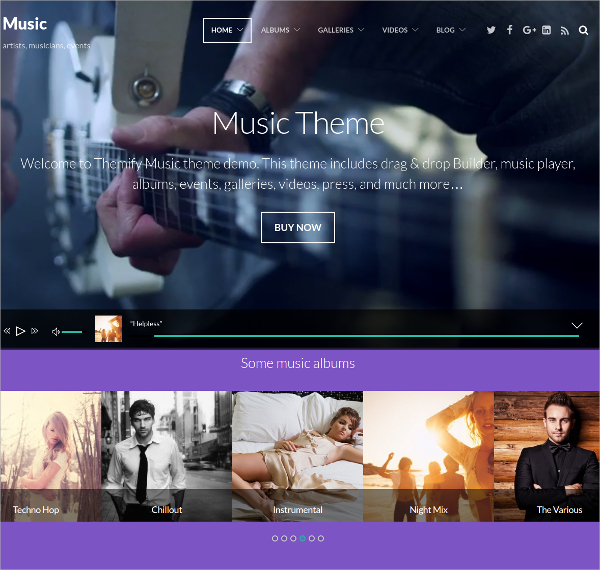 music artist responsive website theme