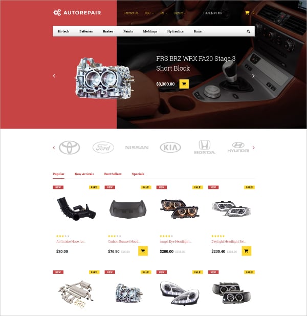 responsive auto repair car parts prestashop website theme