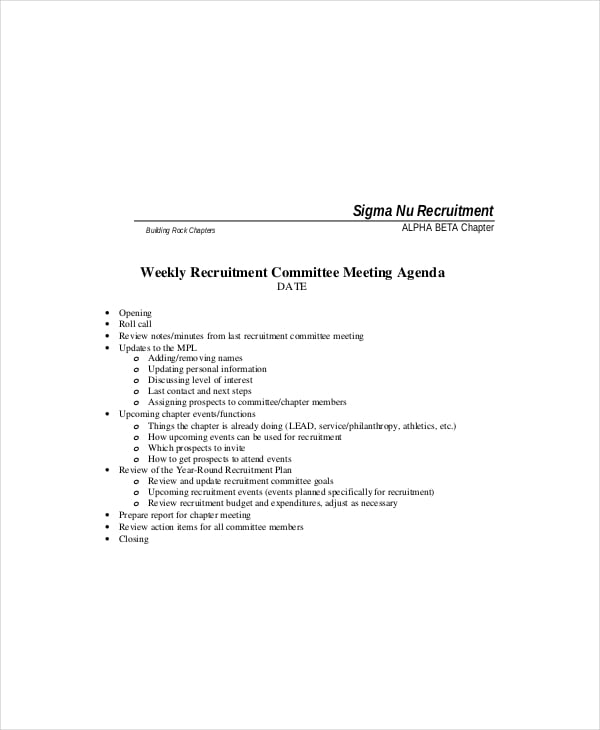 example-weekly-recruitment-committee-meeting-agenda-template
