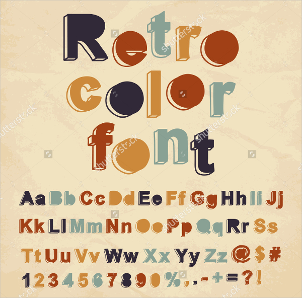 retro color font