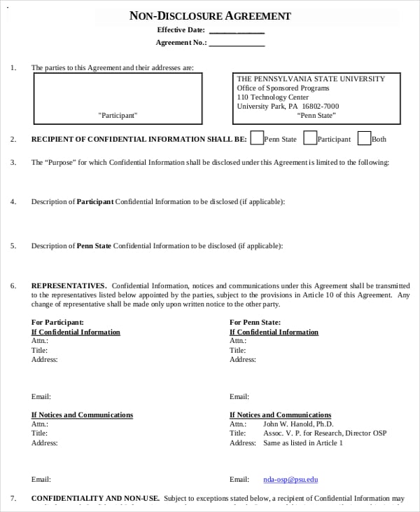 Simple Non Disclosure Agreement Form – 12+ Free Word, PDF Documents Download  Free  Premium 