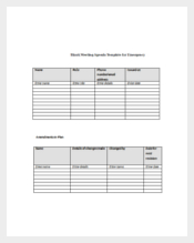 Blank Meeting Agenda Template for Emergency Example
