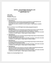 Example Annual Budget Meeting Agenda