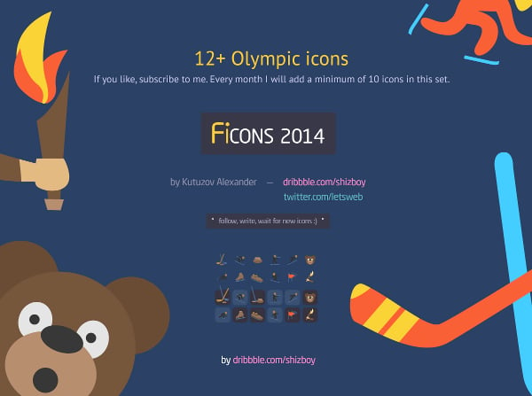 free set colorful olympic winter sport icons