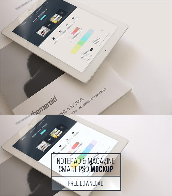 free psd notepad magazine mockup