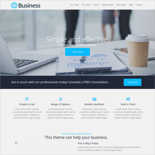 free modern business website theme