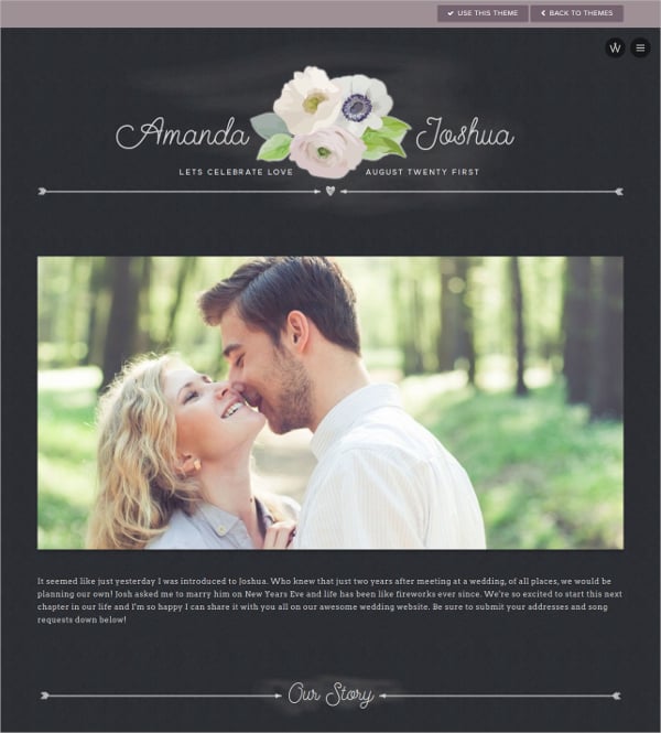 free beautiful wedding website theme1