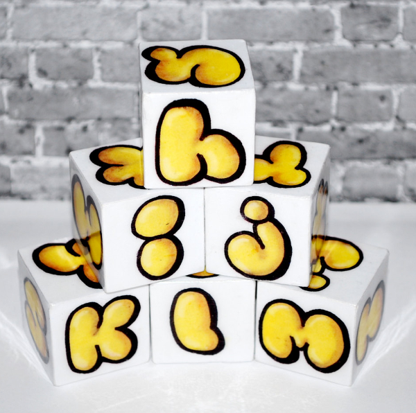 abc baby blocks yellow bubble letter