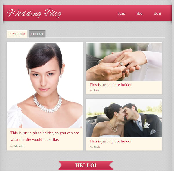 design free blog wedding website theme
