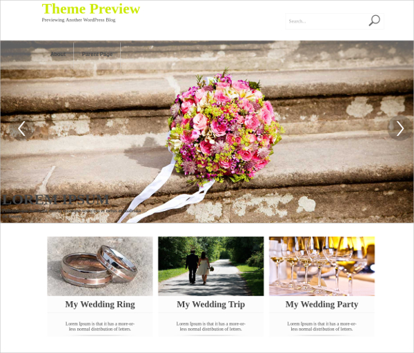 free wedding party wordpress website theme1