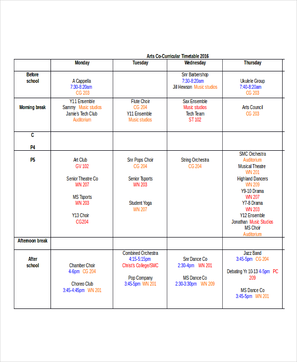 22+ Timetable Templates - Free Sample, Example, Format