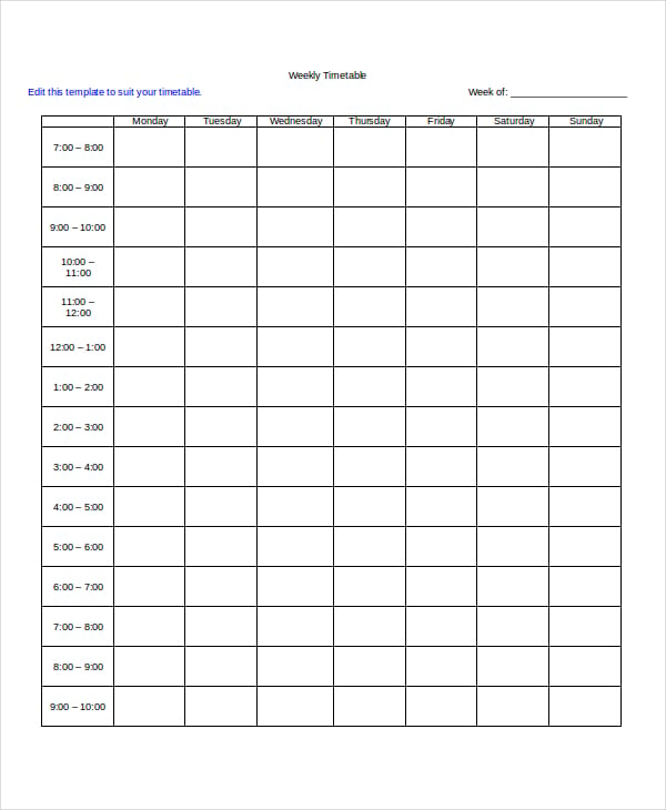 22+ Timetable Templates - Free Sample, Example, Format