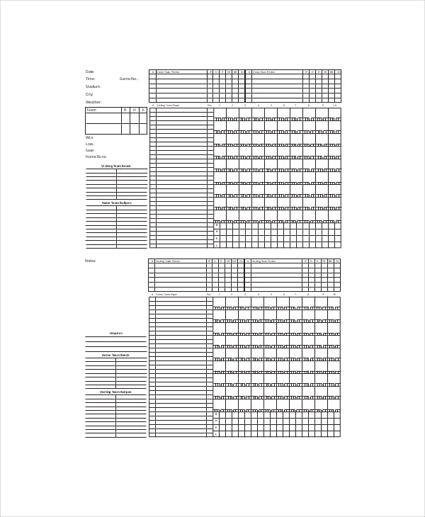 blank baseball scorecard template