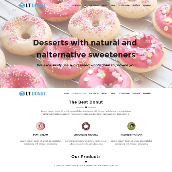 bakery food single page wordpress website theme