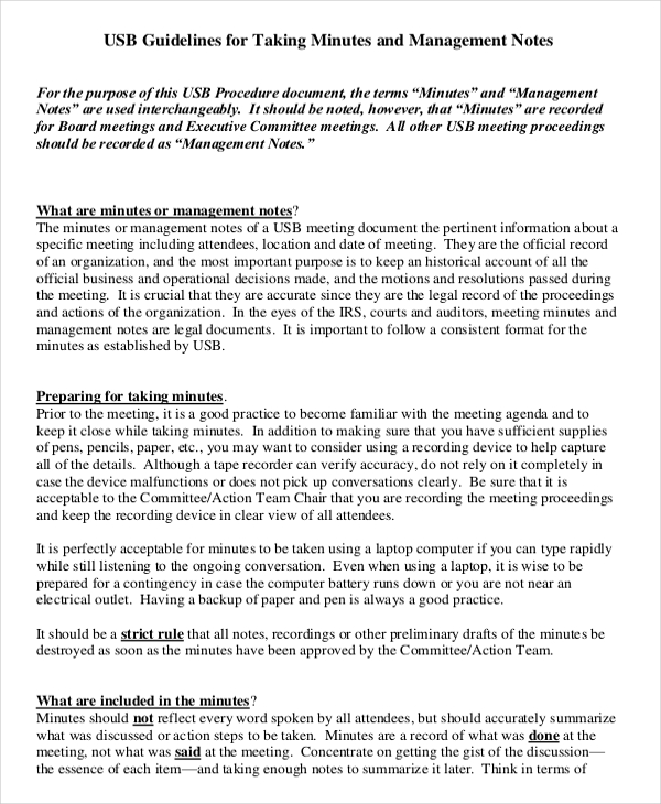 How To Take Meeting Minutes Template Paradox