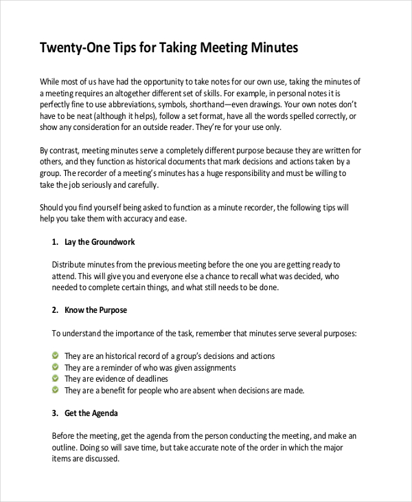 14+ Taking Minutes Template – Free Sample, Example Format 