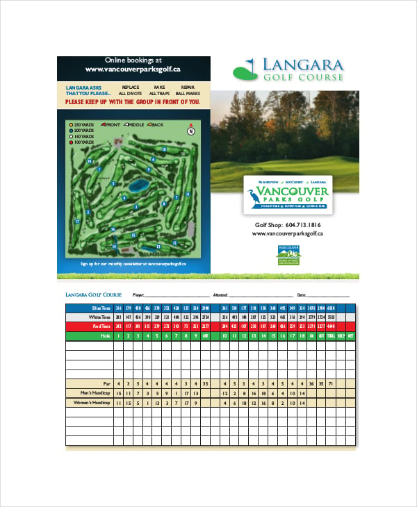 langara golf course scorecard