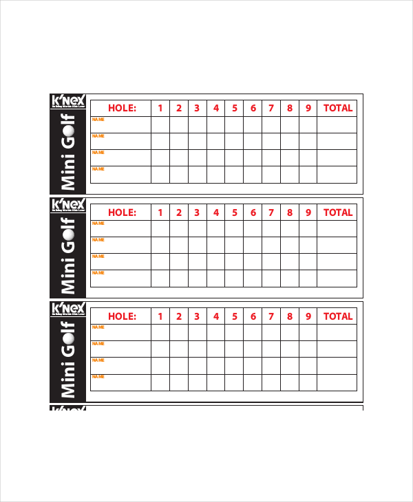 Golf Scorecard Template Excel